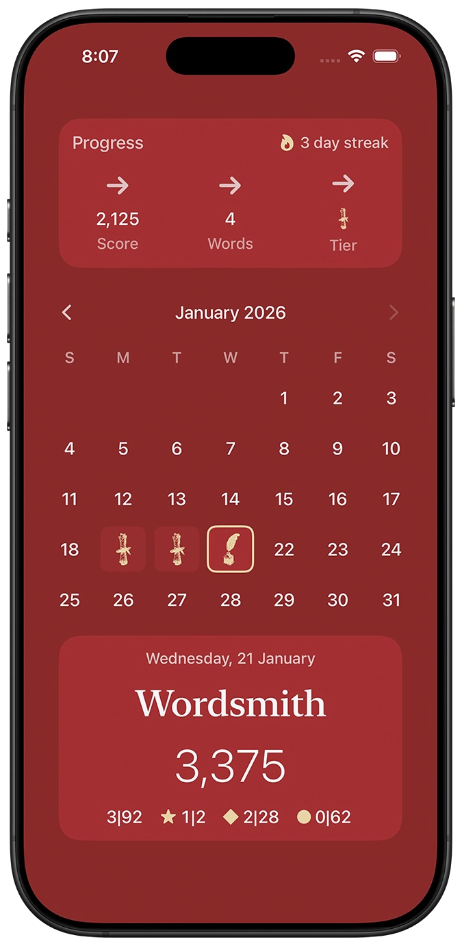 Virba progress calendar — track your daily streak