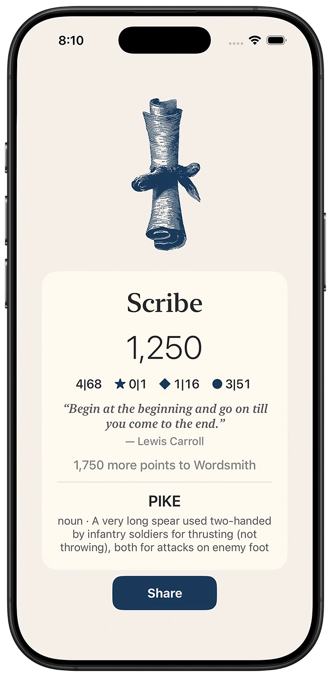 Virba results screen — Scribe tier